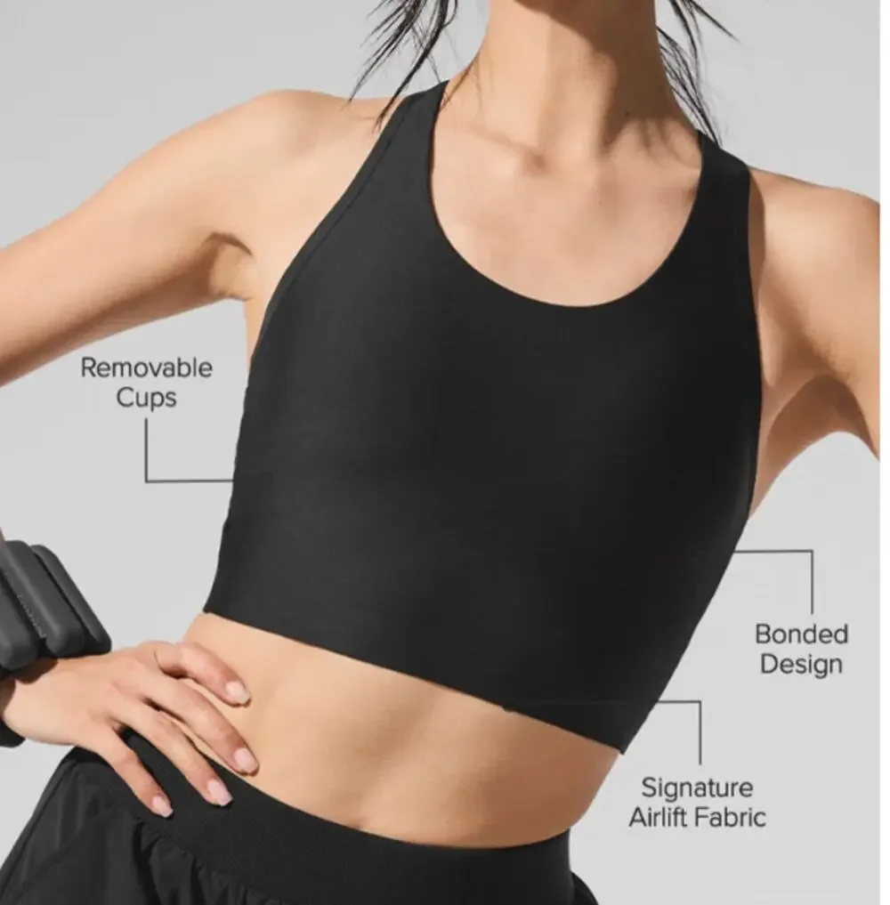Alo Airlift Super Sleek Bra Tank Top Black Small